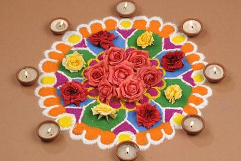 Diya'nın Ev İçin Rangoli Tasarımları