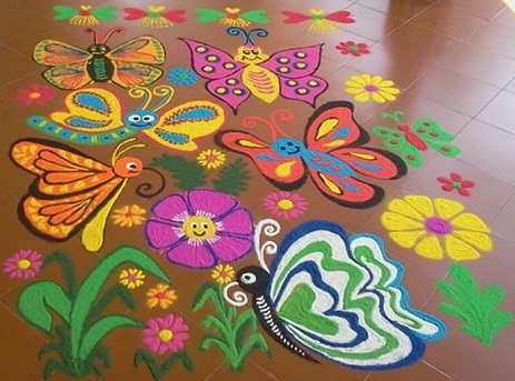 Güzel Kelebek Rangoli Tasarımı