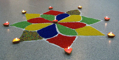 Basit Diyas ile Hindu Rangoli