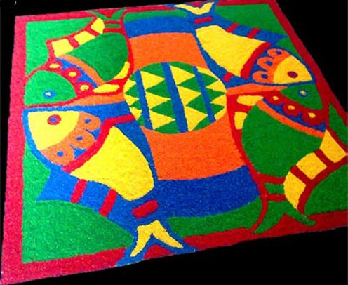 Balık Desenli Rangoli Tasarım