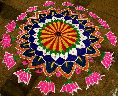 Pooja için Lotus Rangoli Tasarımları