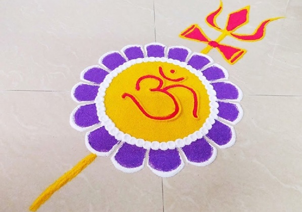 Tradicinis Rangoli dizainas pradedantiesiems