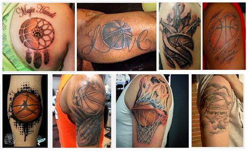 krepšinio tatuiruotės dizainas