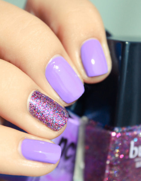 Leylak ve Glitter Nail Art Tasarım