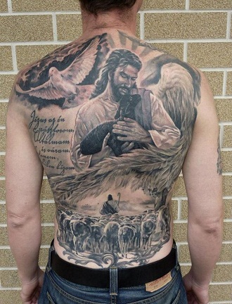 Jėzaus įvaizdžio religiniai tatuiruočių dizainai