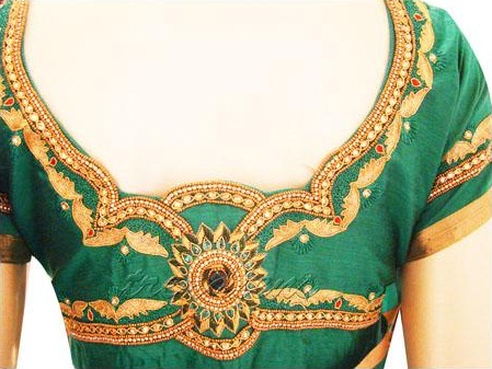 Altın Yeşil Nakışlı Bluz Tasarımı