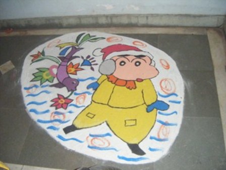 „Shin Chan“ animacinių filmų „Rangoli“ dizainas