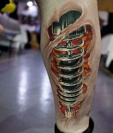 Amortizatoriaus biomechaninės tatuiruotės dizainas