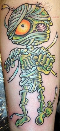 Žalio rašalo mumijos tatuiruotės dizainas