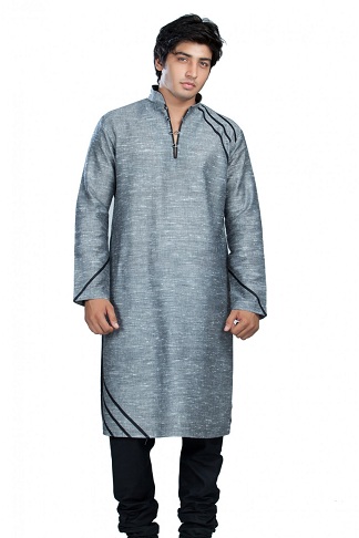 Parti Giyim Pamuklu Gri Kurta Pijama