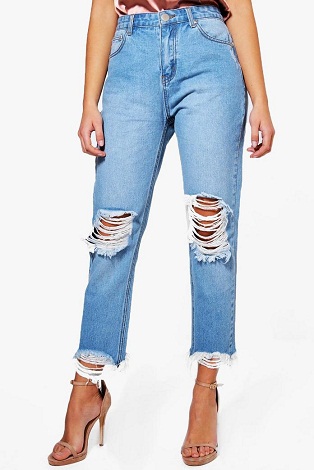 Sıkıntılı Yüksek Rise Jeans