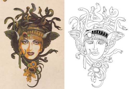 Stulbinantys „Medusa“ tatuiruočių dizainai