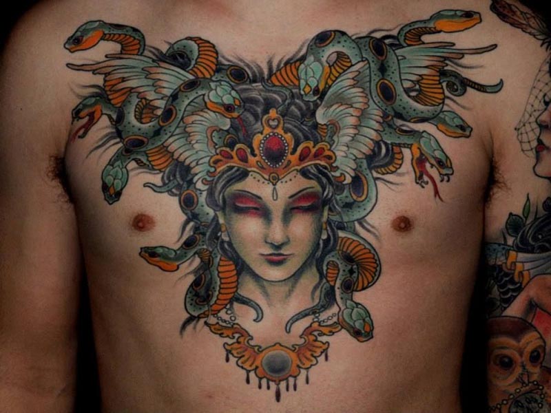 Gražūs ir bauginantys „Medusa“ tatuiruočių dizainai