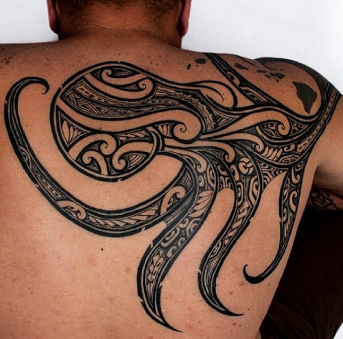 Genčių aštuonkojų tatuiruotės dizainas