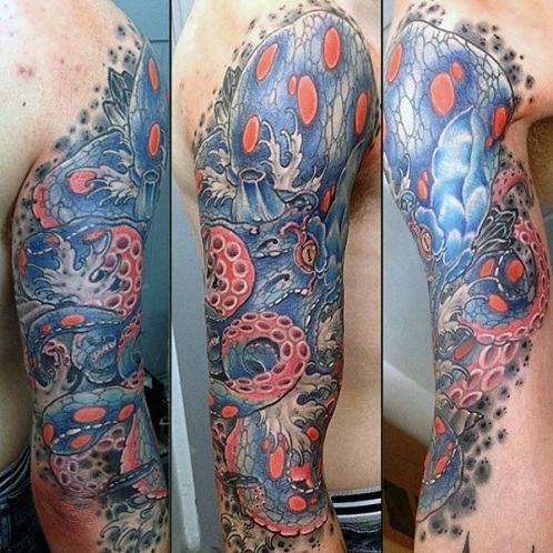 Kūrybingas aštuonkojų tatuiruotės dizainas