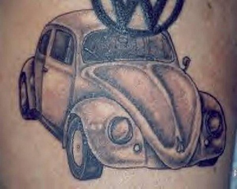 Mielas „Beetle“ automobilio tatuiruotės dizainas
