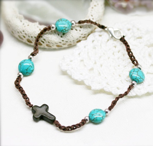 Howlite Taşlı Erkek Tığ Halhal