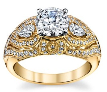Dizainerio auksinis sužadėtuvių žiedas