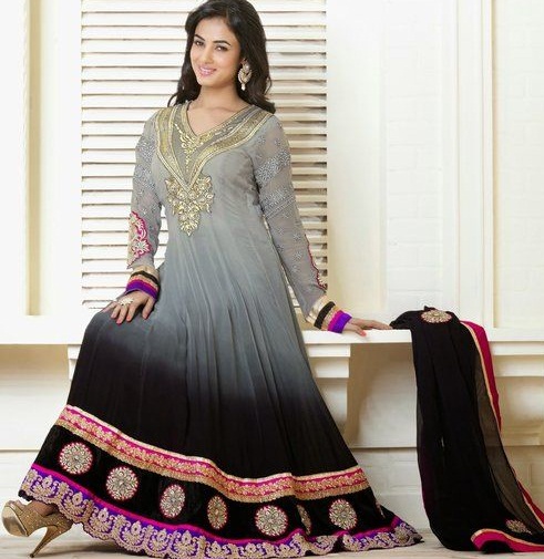 Zari tipo pilkas Salwar kostiumas