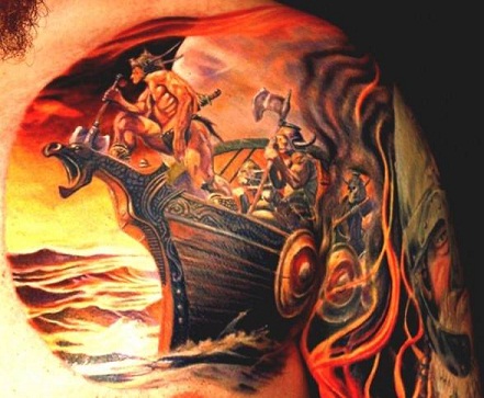 Vikingų laivų tatuiruotės