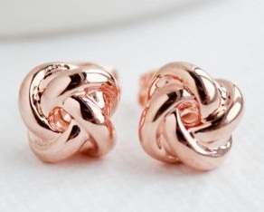 Bayan Rose Gold Knot Studs