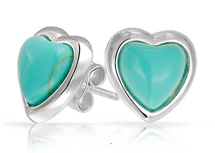 Turquoise Heart Stud auskaras