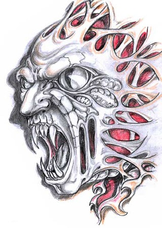 „Bio Mechanical Monster Tattoo Design“
