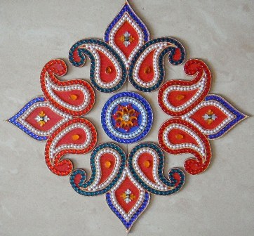 Karoliukų Rangoli dizainas