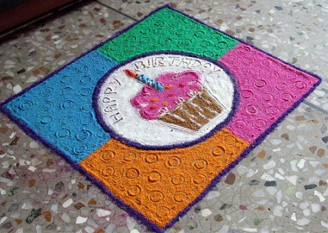 Doğum Günü için Cupcake Rangoli