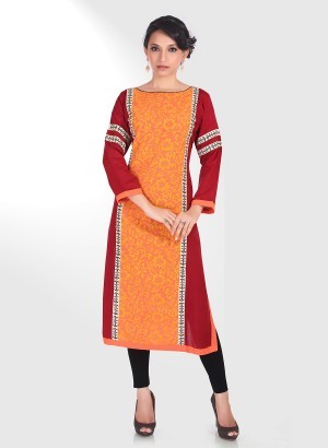 Georgette Düz Kesim Kurta