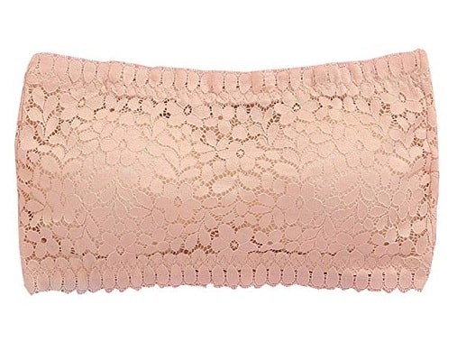 Gėlių nėrinių Bandeau liemenėlė be petnešėlių
