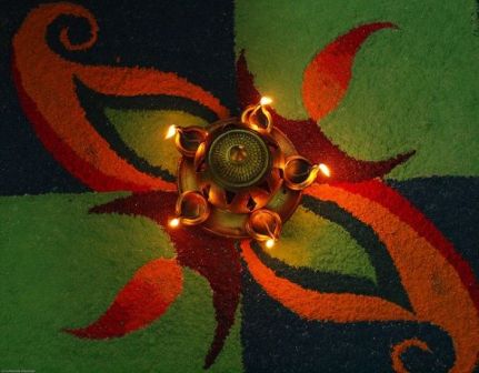 Diya Rangoli dizainas