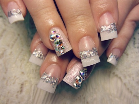 Crystal French Tips Nails