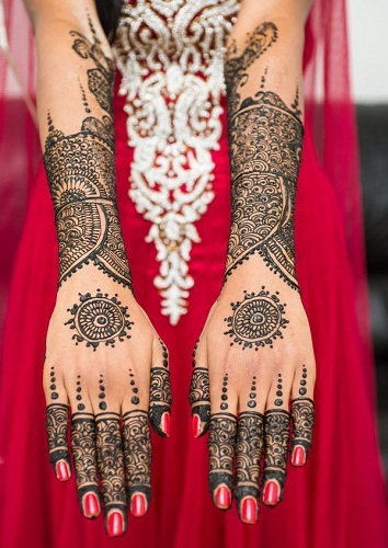 „Chakra Mehendi“ dizainas, skirtas Navratri šventei