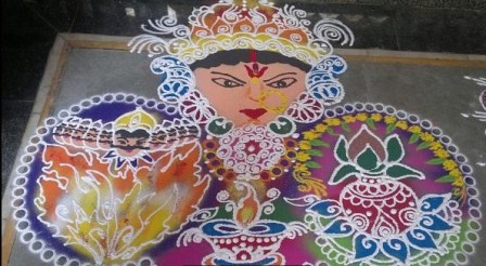 Zengin Dasara Rangoli Tasarımı