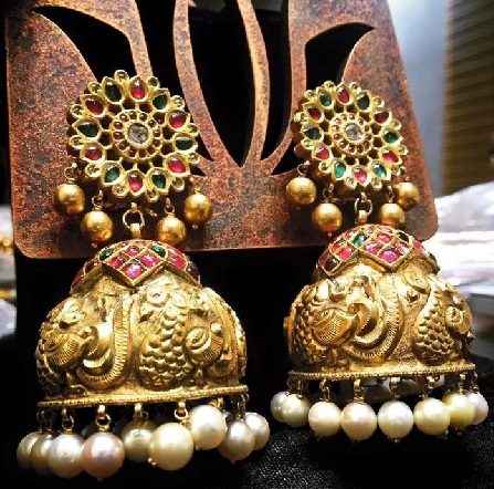 antikvariniai-šventyklos papuošalai-tradiciniai-antikvariniai-jhumka-su-naksi