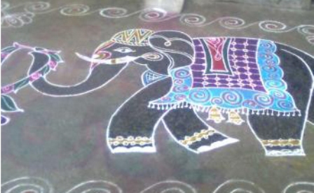 Dekoruotas dramblys Rangoli