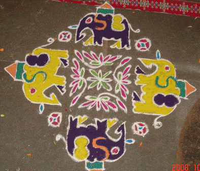 Paprastas dramblio Rangoli dizainas