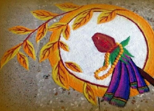 Gudi Padwa Çiçekli Rangoli