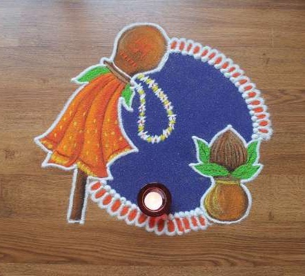 Mielas Gudi Padwa Rangoli dizainas