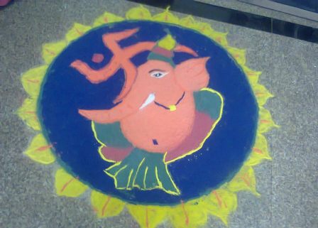 Basit Ganesha El Yapımı Rangoli