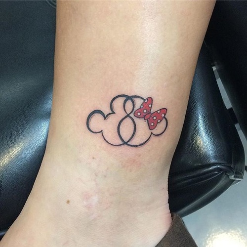 Paprastas Mickey ir Minnie tatuiruotės dizainas