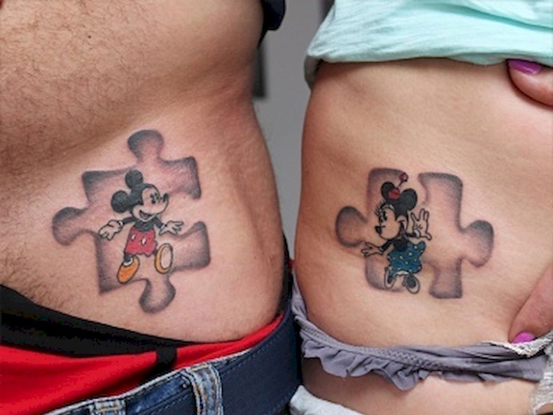 Mickey ir Minnie Mouse tatuiruotės