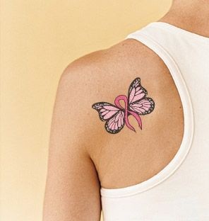 Dinamiškas krūties vėžio tatuiruotės dizainas