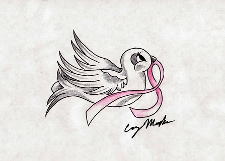 Optimistinis krūties vėžio tatuiruotės dizainas