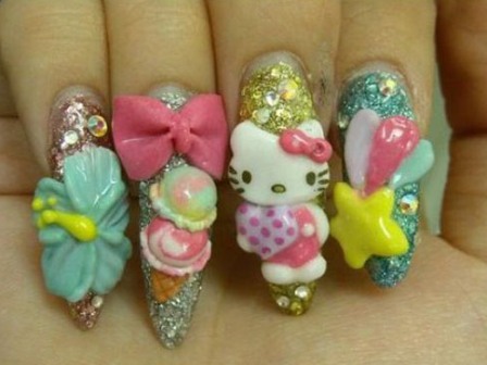 „Hello Kitty“ japoniški „Kawaii Nails“