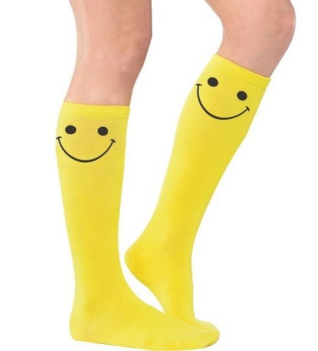 Smiley ile Sarı Diz Boyu Çorap