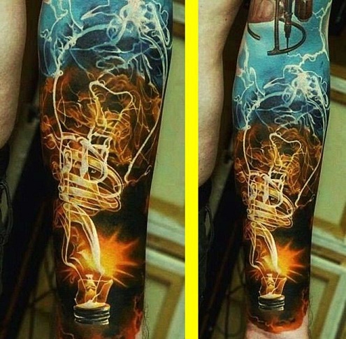 Įelektrinantys žaibo tatuiruočių dizainai