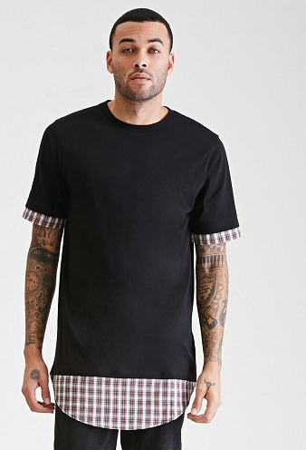 Erkekler için Pileli Longline T-Shirt