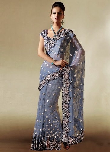 Tasarımcı Gri Saree